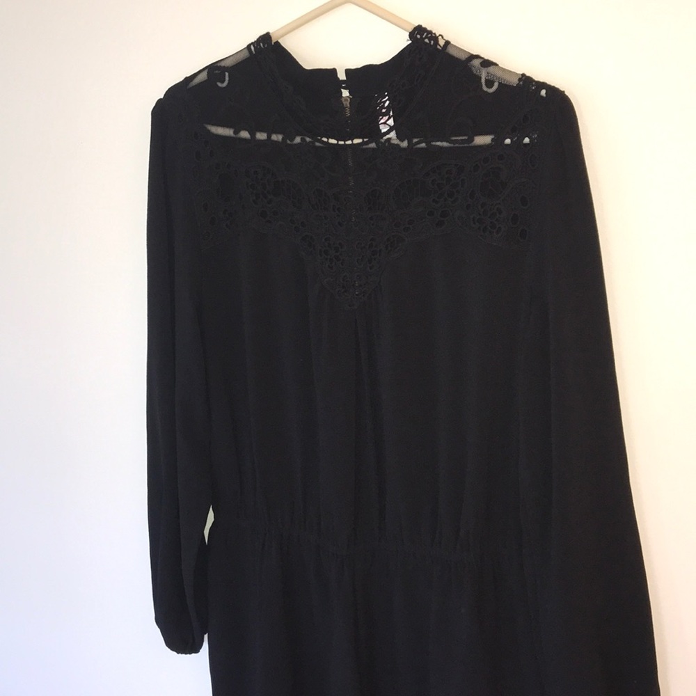 High-Neck Long Sleeve Black Romper